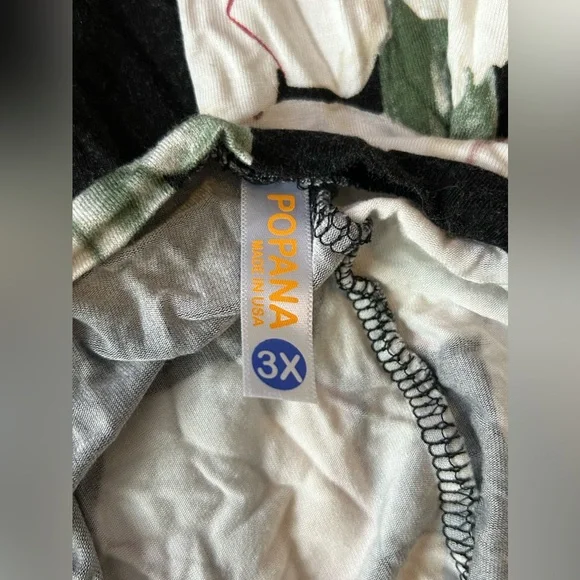 Popana women’s black white floral soft long sleeve shirt top plus size 3X - Picture 4 of 5